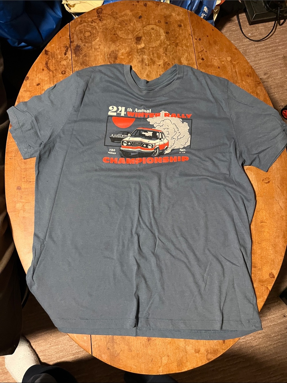 Old Navy Blue Short-Sleeve Rally Championship Graphic Tee with Red Accents